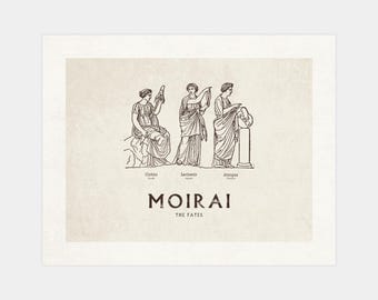 Impresión de Moiras: Póster de los destinos de la mitología griega (Descarga digital)