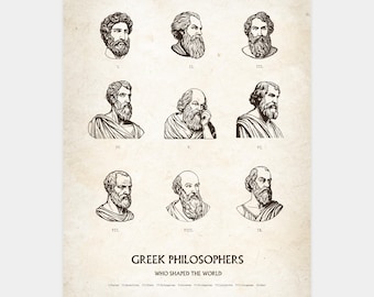 古代ギリシャの哲学者のイラストポスター（デジタルダウンロード）