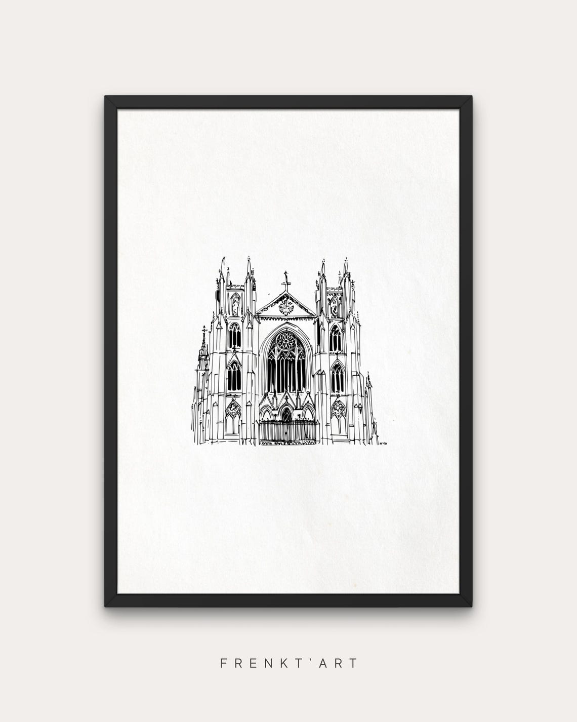 Gothic Cathedral Line Art Prints: Architectural Sketch Set of 13 ...