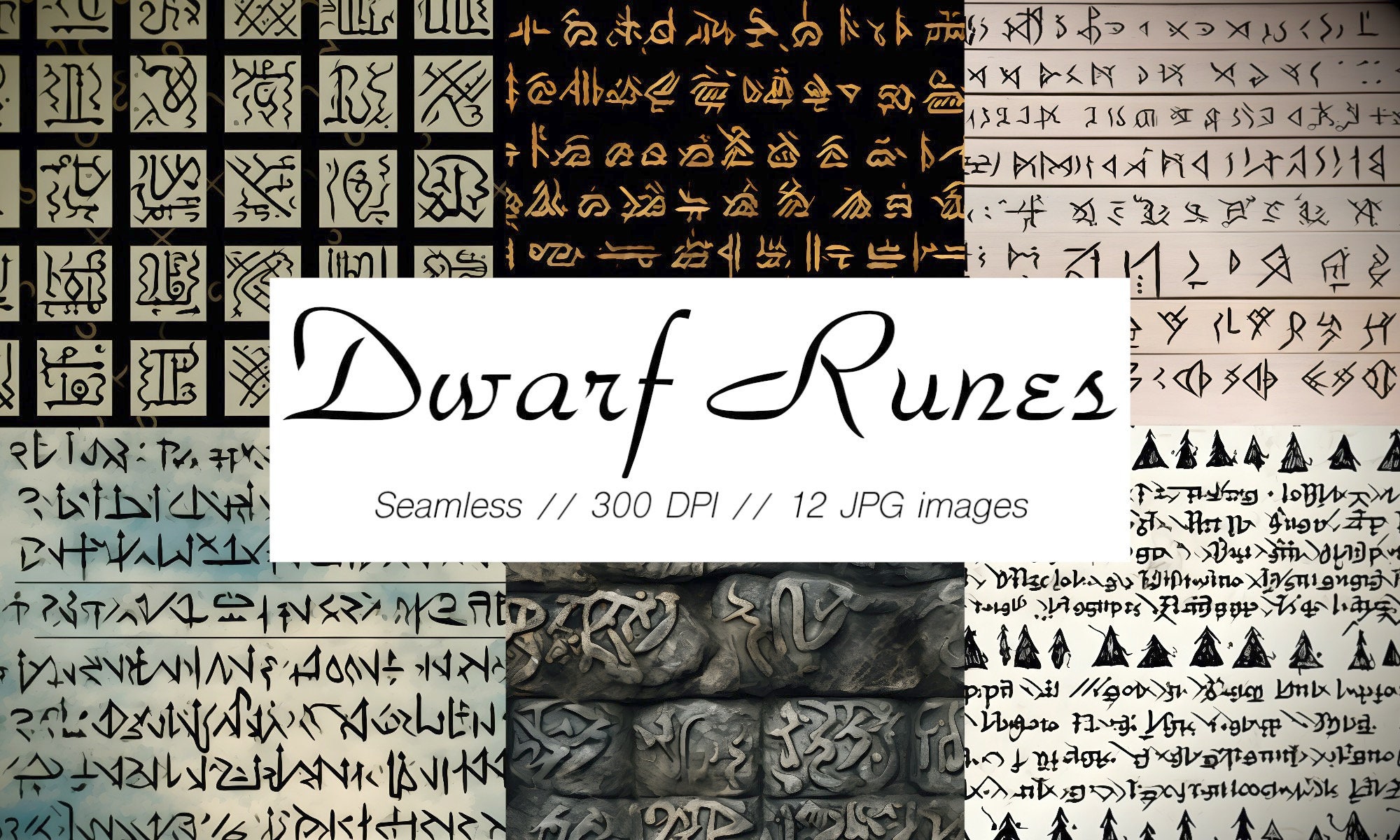 12 Lord of the Rings Dwarf Runes Seamless Patterns Instant Download ...