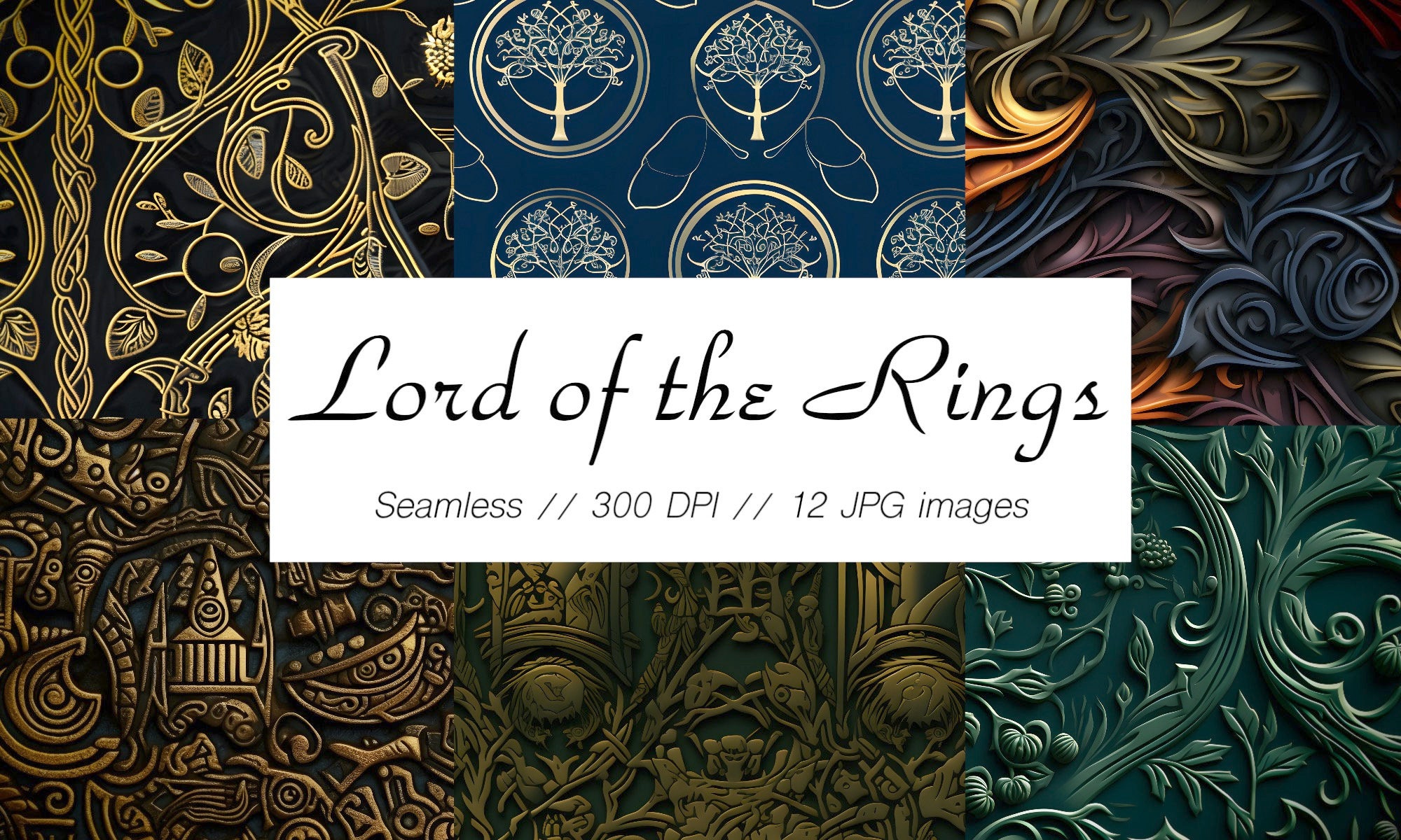 Lord of the Rings Seamless Pattern Set – Middle Earth Designs (digital ...