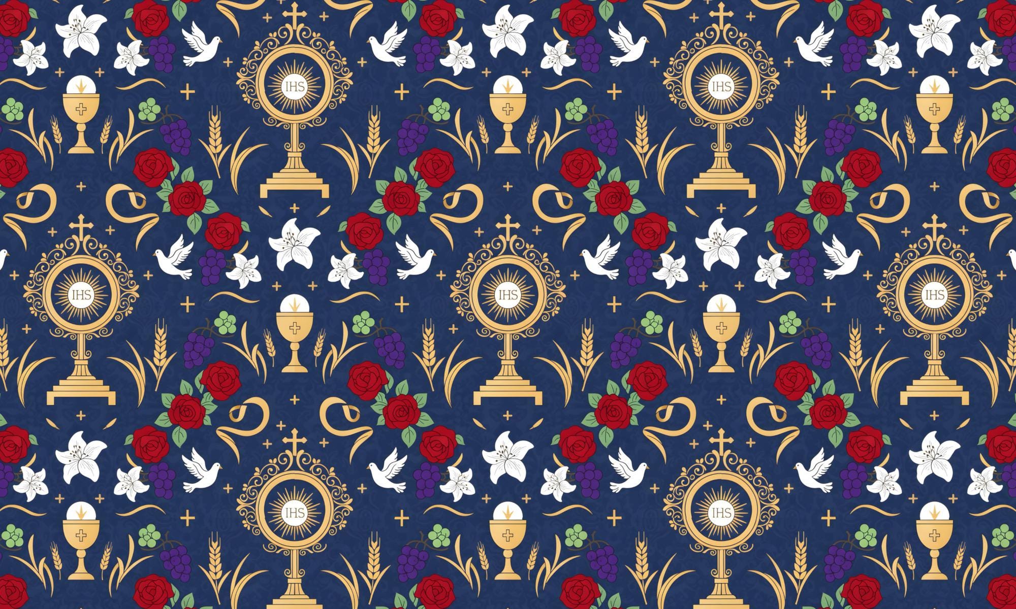 Corpus Christi Seamless Patterns - Catholic Eucharist Designs (digital ...