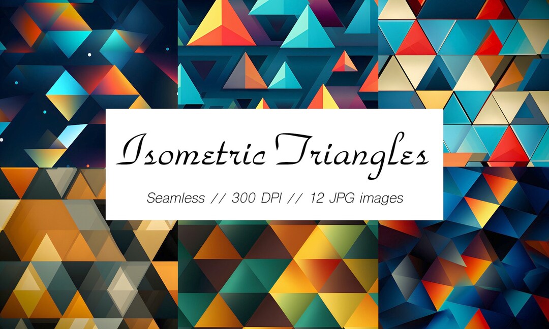 Isometric Triangular Pattern Isometric Triangle Seamless Pattern Set – Geometric Designs (digital ...