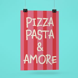 Pizza Pasta & Amore- Cartel de papel mate premium