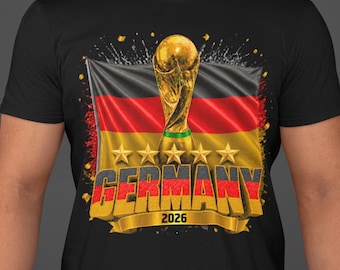 Germany World Cup 2026 5 Stars Shirt, Germany Soccer Fan Tee, Double Sided Football T-Shirt, German Flag Trophy Graphic Tee