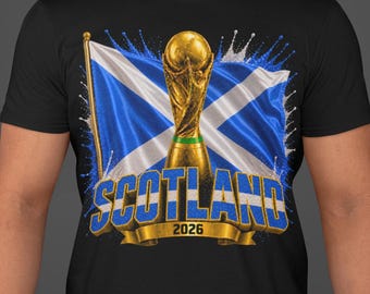 Skottland VM 2026 T-shirt, Skottland fotbollsfant-t-shirt, Skotsk fotbollssupportertröja, Dubbelsidig fotbollst-t-shirt