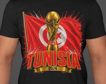 Tunisia World Cup 2026 Shirt, Tunisia Soccer Fan Tee, Tunisian Football Supporter T-Shirt, Tunisia Flag Soccer Shirt