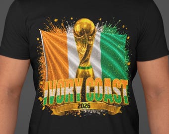 Ivory Coast World Cup 2026 Shirt, Soccer Fan Tee, Double Sided Football T-Shirt, Ivory Coast Flag Graphic Tee