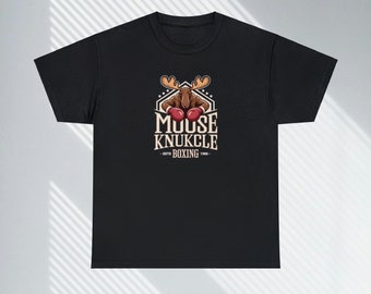 Moose Knuckle Boxing, Unisex T-shirt med tryck i kraftig bomull