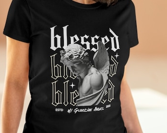Blessed, My Guardian Angel, Women's Midweight Cotton Tee
