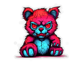 Kiss-Cut Stickers Demon Teddy bear