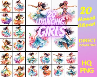 20 Hawaii Girls Clipart Dancing Girls png files white Background Hawaii Dancing clip art Clipart Hawaii Girl Dancing 300DPI INSTANT DOWNLOAD