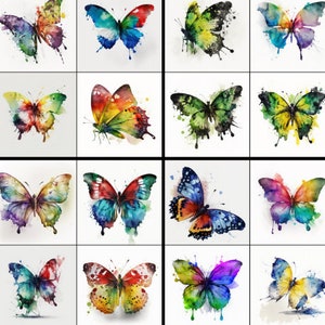 24 watercolor Butterfly Clipart butterfly png files white Background butterflies clip art nature Clipart insect 300DPI INSTANT DOWNLOAD