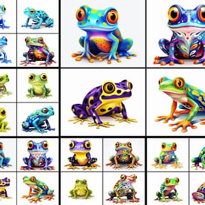 20 Frogs Clipart Frogs jpg files white Background frog clip art nature Clipart Frogs 300DPI INSTANT DOWNLOAD