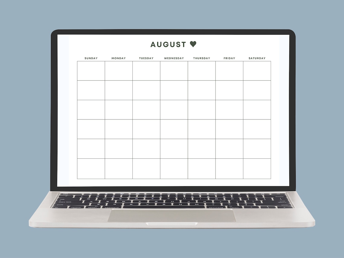 Printable Blank Calendar, A4, Landscape, Digital, Horizontal Printable ...
