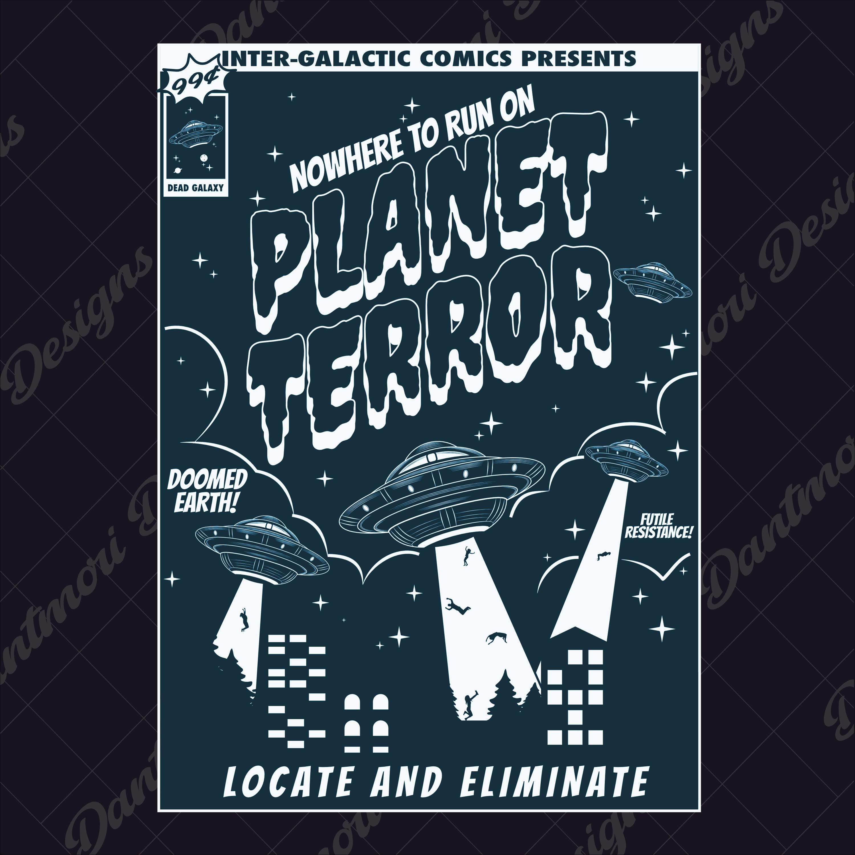 UFO Poster Art, Planet Terror Alien T-shirt Design (SVG & PNG) - Etsy