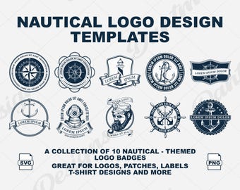 Nautical Logo Templates: Editable Marine SVG Bundle (Digital Download)
