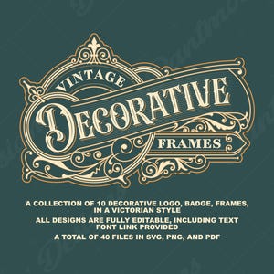 Vintage Ornate Logo Frames Bundle: Victorian Badge Designs (Digital Download SVG/PNG/PDF Files)
