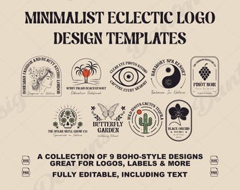 Minimalistiska varumärkeslogotypmallar Boho Design Bundle: SVG PNG (digital nedladdning)