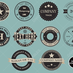 Vintage badge logo bundel ronde logo badge bewerkbare logo sjabloon bewerkbare vintage label logo stempel bundel, vector clipart logo, stempelset.