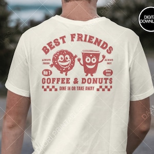 Design de camiseta de mascote de personagem retrô PNG, camiseta de mascote de personagem, design de camiseta de café e donuts PNG, design de mascote de personagem em alta