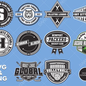 Lot de badges logo sport, emblème de club de sport, création de logo de football, création de logo de baseball, emblème d'équipe de hockey, création de badge logo d'équipe sportive
