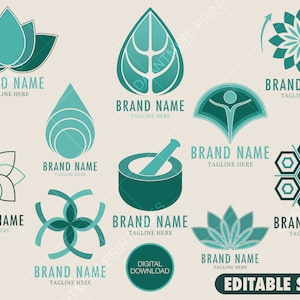 Logotipo de naturaleza, conjunto de logotipos de bienestar, diseño de logotipos de bienestar, marca de logotipo orgánico, diseño de logotipo de spa, logotipos de salud natural. Logotipo de la marca de salud y belleza