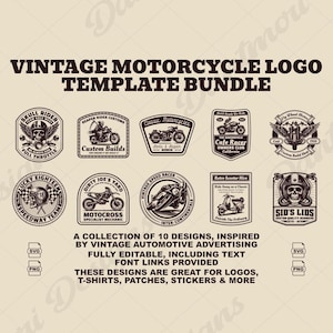 Vintage Motorcycle Logo Bundle: Retro Biker Designs (SVG & PNG)