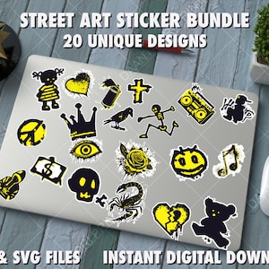 Street Art Stencil Stickers: Graffiti Design Bundle (PNG, SVG)