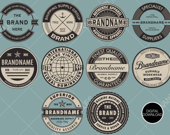 Vintage Round Badge Logo Bundle: Editable Vector Stamp Set (SVG, PNG, JPG)