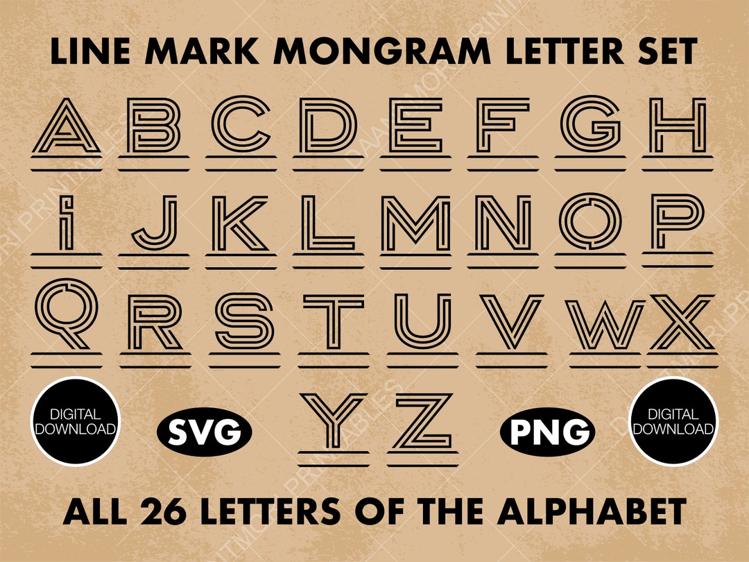 Font Monogram SVG Bundle, Logo Mark Letter Set, Linemark Monogram