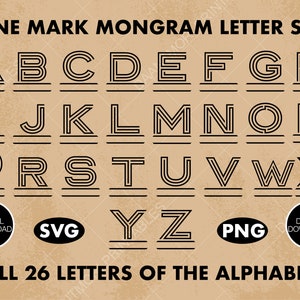 Linemark Monogram Letter Set, SVG Monogram Font Bundle, Logo Mark Letter Set, Alphabet SVG, Monogram PNG, Full Alphabet  Monogram Collection