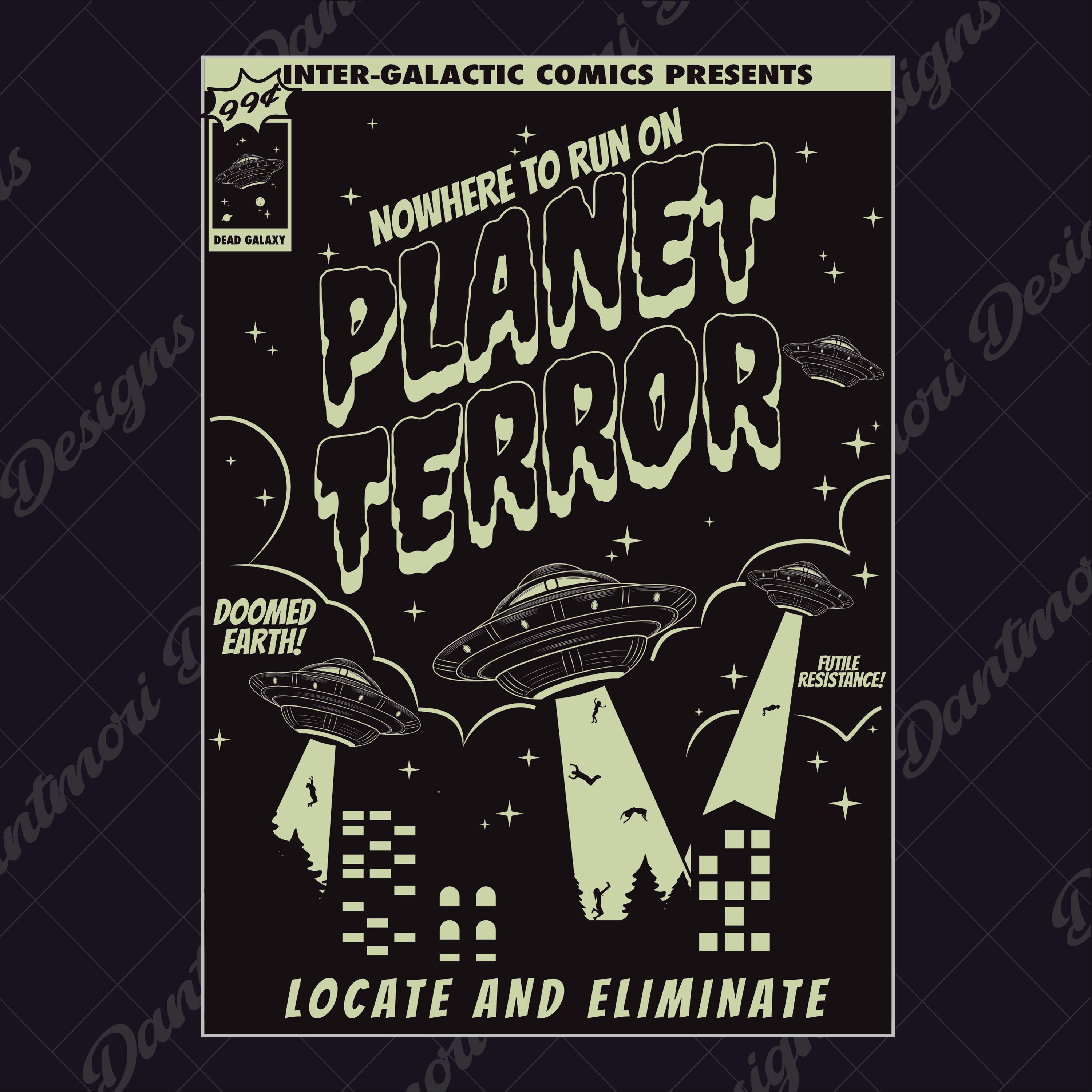 UFO Poster Art, Planet Terror Alien T-shirt Design (SVG & PNG) - Etsy