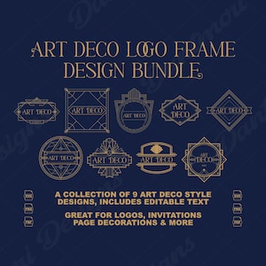 Bundel art-decologo en lijst: bewerkbare SVG, png (digitale download)