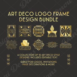 Art Deco Logo Rahmen: Geometrische Borders Bundle (Digitaler Download)