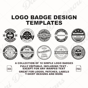 Vintage Badge Logo Bundle: Editable Round Logo Templates (SVG, PDF, PNG Digital Download)