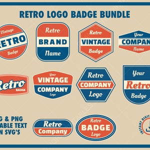 Pacote de logotipo retrô, logotipo de emblema vintage, logotipo editável, modelos de logotipo de empresa, logotipo de emblema antigo, logotipo de emblema simples, logotipo faça você mesmo.