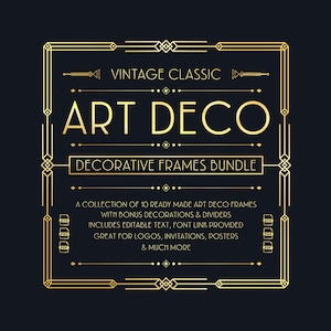 Art Deco Decorative Frames And Dividers: Editable SVG Design Bundle (Digital Download)