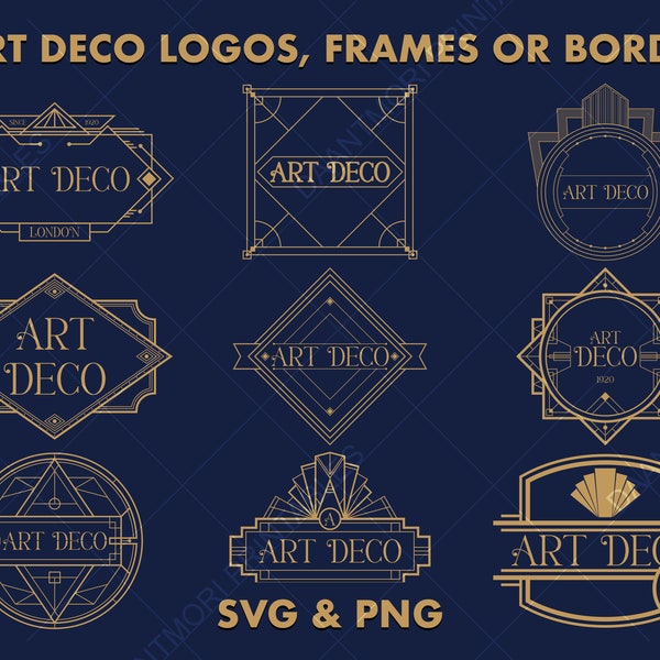 Art Deco Logo Bundle, Art Deco Frames, Art Deco Borders, Victorian decorative frames, Logo Bundle PNG, Decorative frames and Borders Bundle.