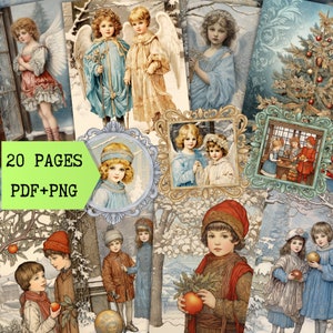 20 Seiten Weihnachts Ephemera - Weihnachten Fussy Cuts, Weihnachts Tags, Weihnachtskarten, Weihnachts Tags Printable, Xmas JunkJournal Kit, Xmas