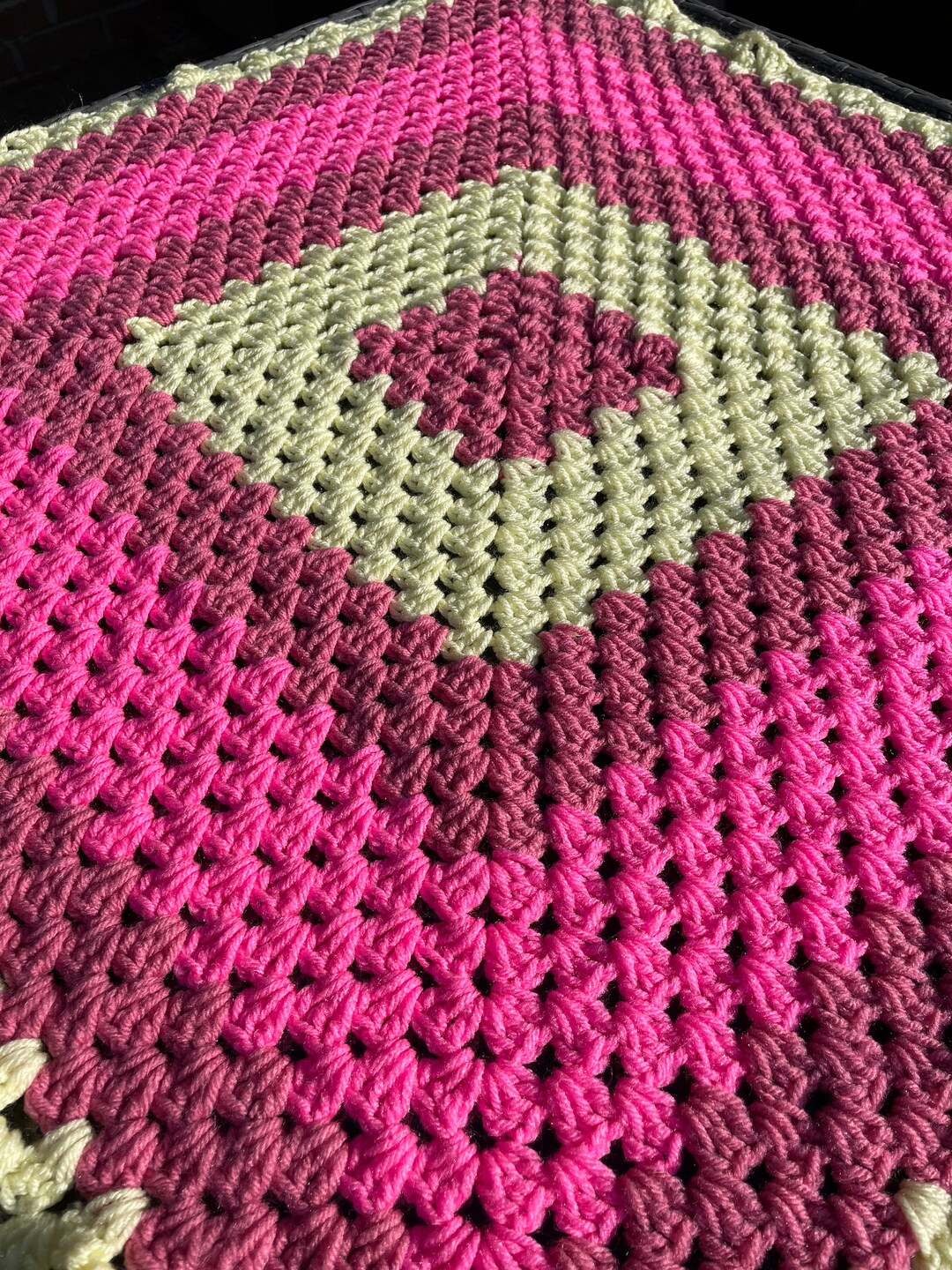 Vintage Crochet Blanket / Granny Square Blanket / Handmade Blanket