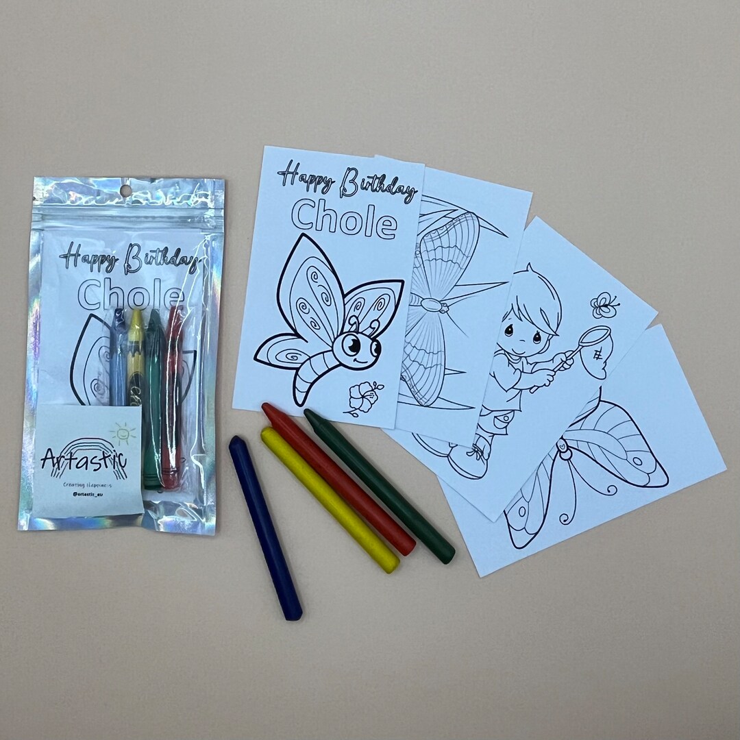 Butterfly Kids Colouring Crayon Art Kit Birthday Party Favour ...