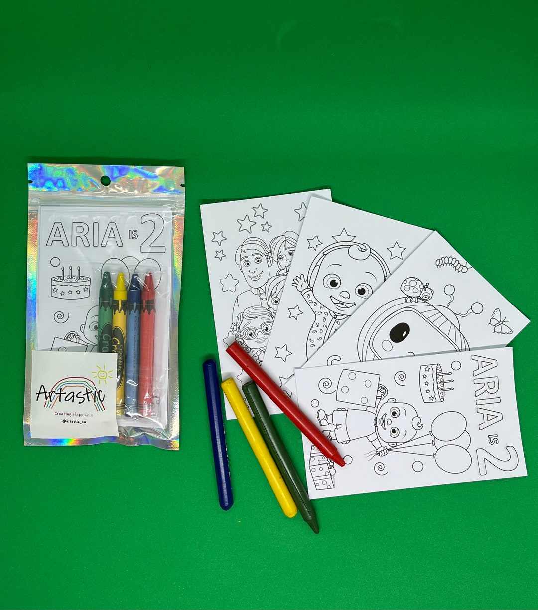 Cocomelon Kids Colouring Crayon Art Kit Candy Free Party Favour Custom ...