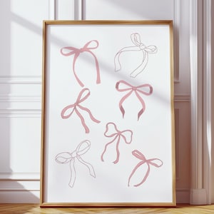 Coquette Bows Print, Coastal Cowgirl Wall Art, Girly Balletcore Print, College Apartment Aesthetic, Cute Trendy Print, Preppy Dorm Decor
