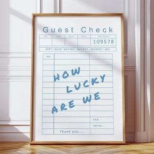 How Lucky Are We Wand Kunst Druck Marineblau Herz Druck Horizontal über dem Bett Dekor Retro Trendy Aesthetic Wohnheim Dekor Zitat Printable Digital