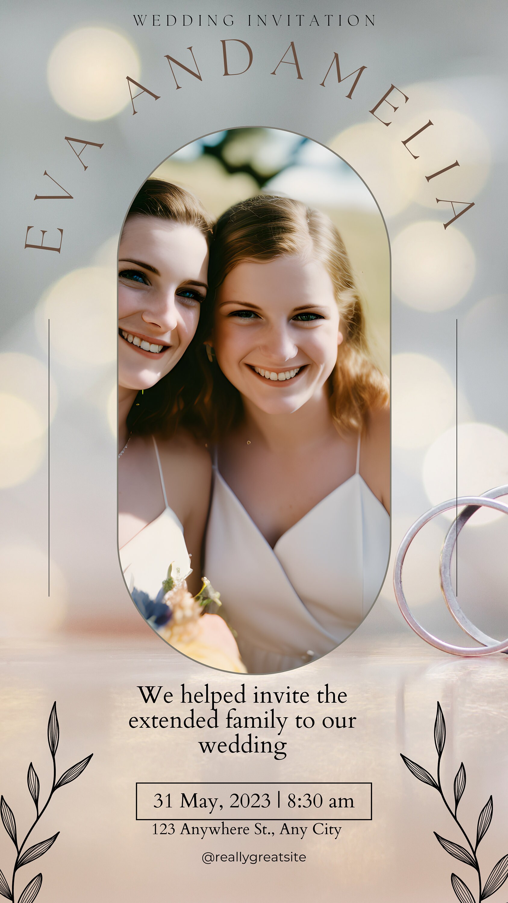 Customizable Digital Wedding Invitation With Personalized Photo and