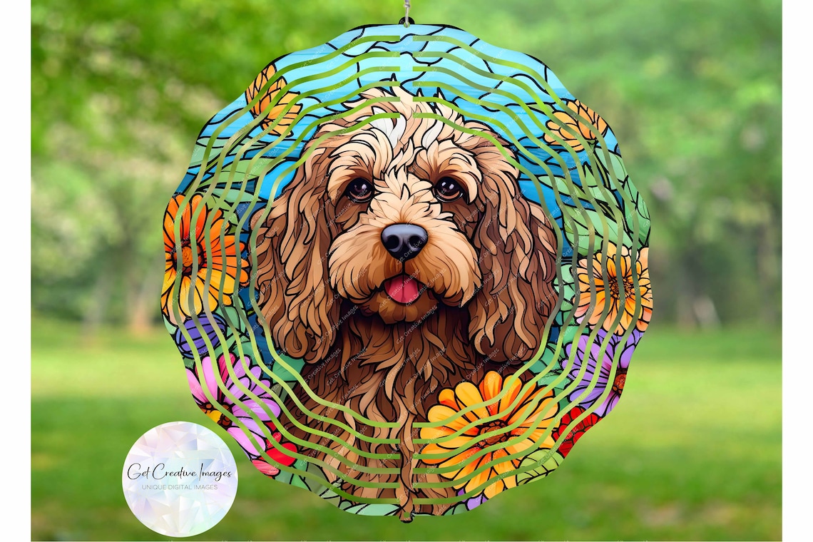 Stained Glass Cockapoo Cockapoo Dog Stained Glass Clipart, Round Image, Instant Digital ...