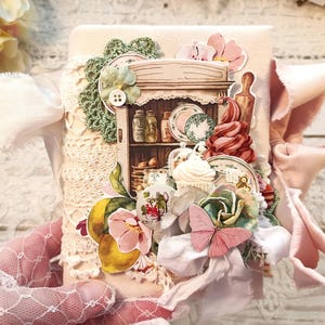French Kitchen Junk Journal Handmade Blank Cookbook for Storing Recipes Baking 6x5in