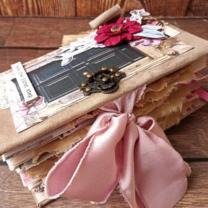 Decorated Vintage Door Junk Journal Handmade Botanical Treasure Book Scrapbook Butterfly 8x4 in