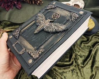 XL Witch Moth Book of Shadow Wicca Diario Grimorio de Magia Práctica en Blanco 8 x 6 pulgadas
